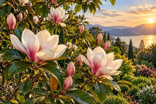 Tablou decorativ - Magnolii Roz la Apus