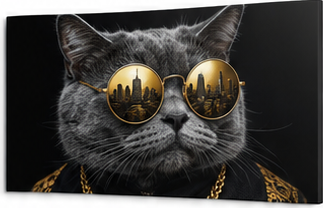 Tablou decorativ Motanul cu Ochelari de Aur