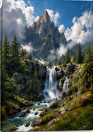 Tablou decorativ Munte si Cascada