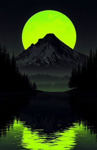 Tablou decorativ - Munte sub luna verde