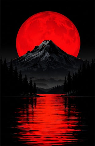 Tablou decorativ - Muntele sub luna aurie