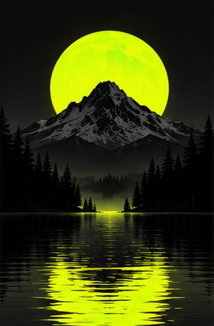 Tablou decorativ - Muntele sub luna neon