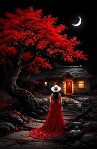 Tablou decorativ - Muntele sub luna rosie