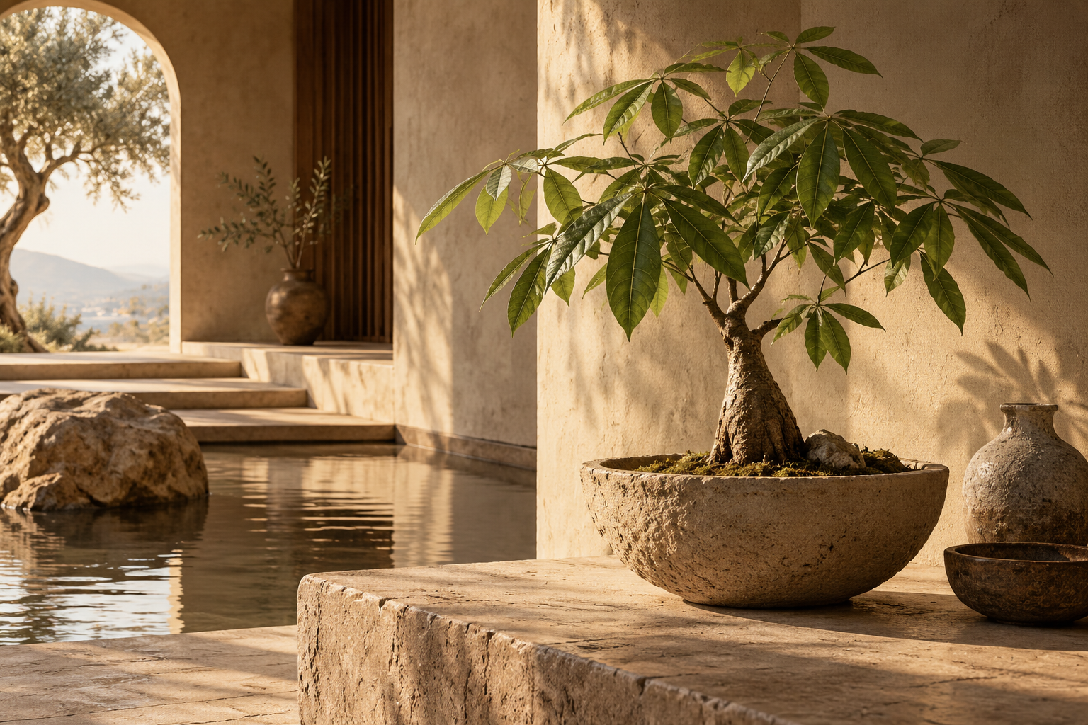 Tablou decorativ - Pachira in Bol de Lut