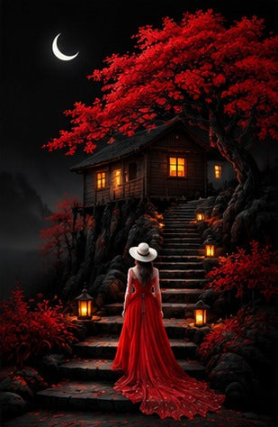 Tablou decorativ - Pagoda pe insula rosie