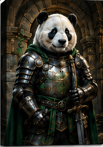 Tablou decorativ Panda in Armura de Otel