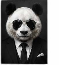 Tablou decorativ Panda in Costum Negru