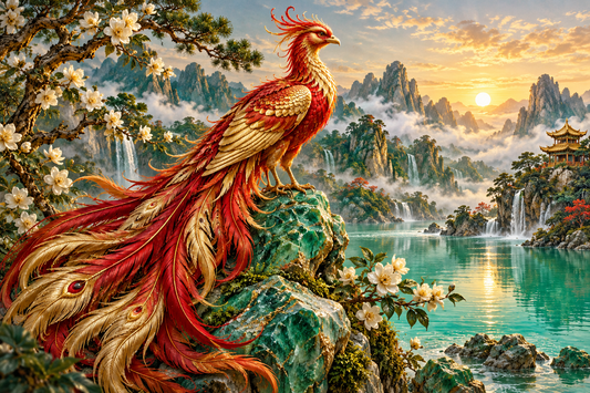 Tablou decorativ - Phoenixul Rosu pe Stanca