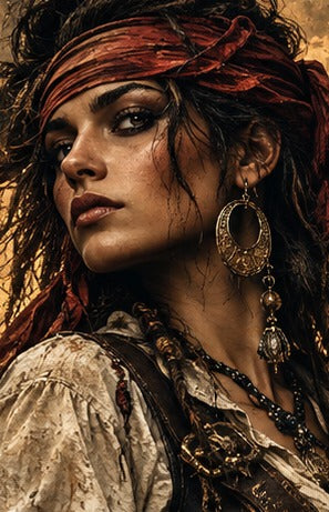Tablou decorativ - Piratesa cu bandana rosie