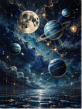 Tablou decorativ Planete in noapte