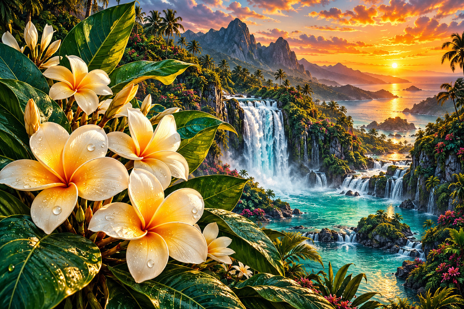 Tablou decorativ - Plumeria Tropicala