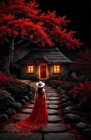Tablou decorativ - Poarta torii sub luna rosie