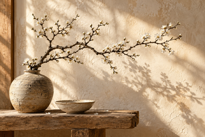 Tablou decorativ - Ramura de Prun pe Perete Fildes