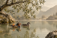Tablou decorativ - Rate Mandarin pe Iaz