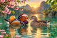 Tablou decorativ - Ratele Mandarin si Floarea de Piersic
