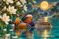 Tablou decorativ - Ratele Mandarin sub Luna Plina