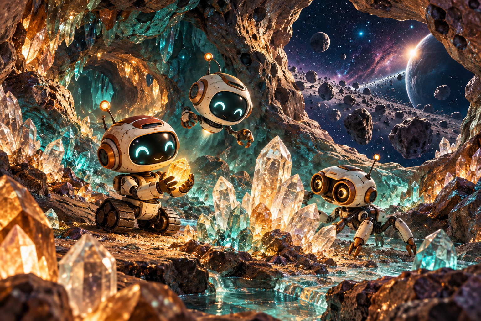 Tablou decorativ - Robotei in Asteroid