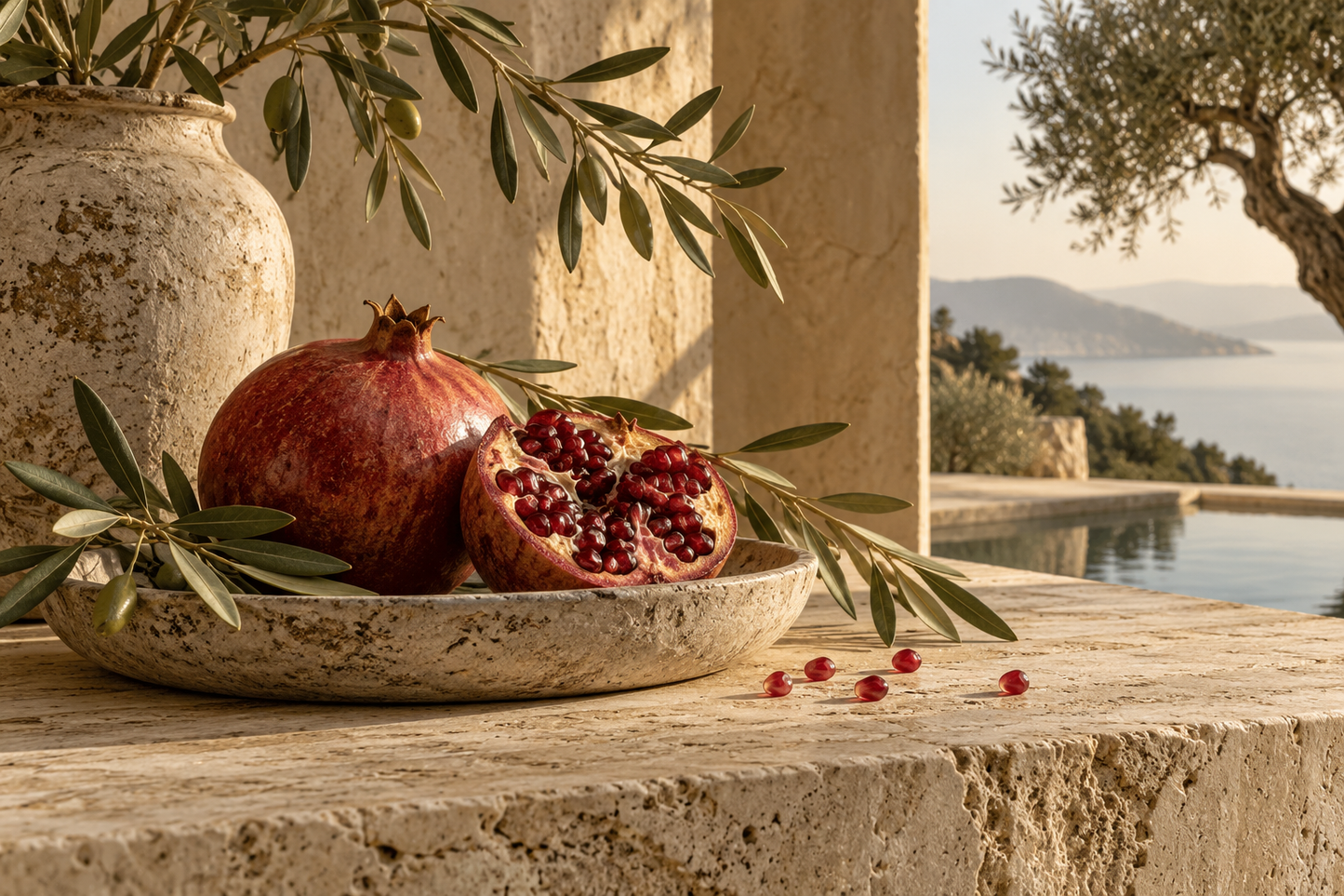 Tablou decorativ - Rodie pe Travertin