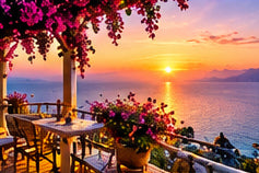Tablou decorativ - Terasa cu Bougainvillea