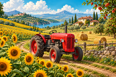 Tablou decorativ - Tractorul Rosu