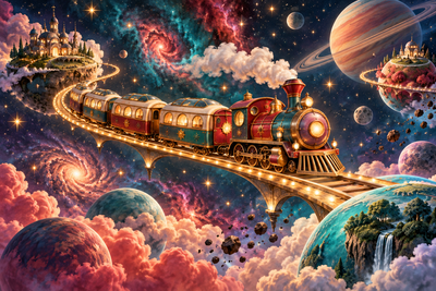 Tablou decorativ - Trenul Cosmic
