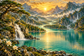Tablou decorativ - Valea cu Cascada si Lac
