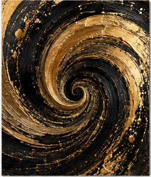 Tablou decorativ Vortex de Aur, spirala aurie pe negru