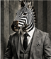 Tablou decorativ Zebra in Costum Gri, zebra imbracata elegant