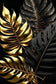 Tablou frunze de monstera aurii si negre, lux
