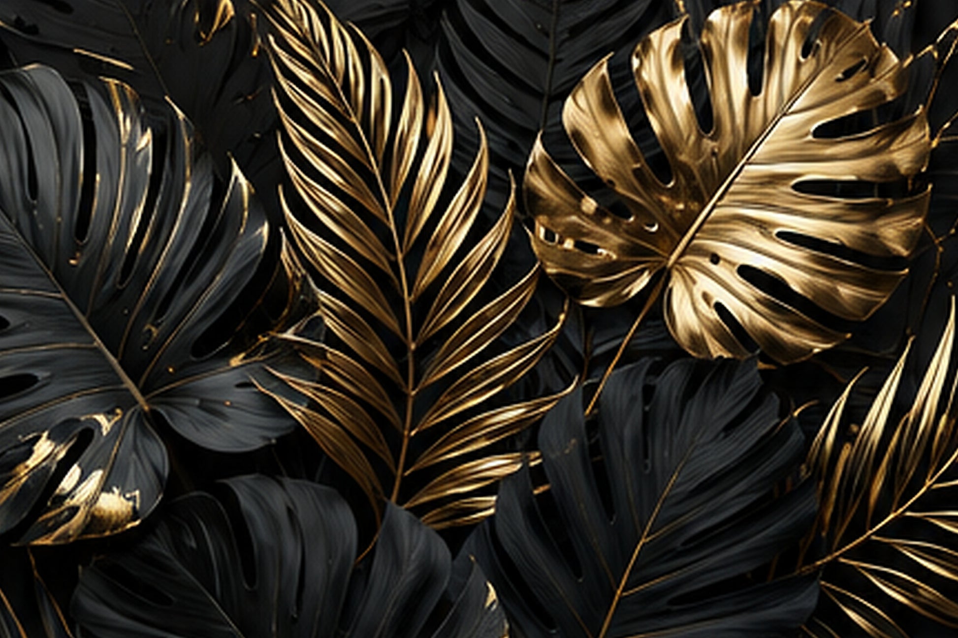 Tablou decorativ Frunze Tropicale de Aur