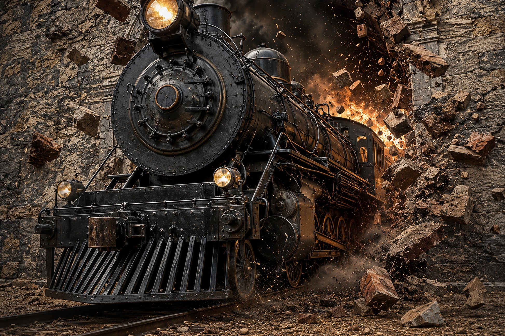 Tablou decorativ Locomotiva prin Zid