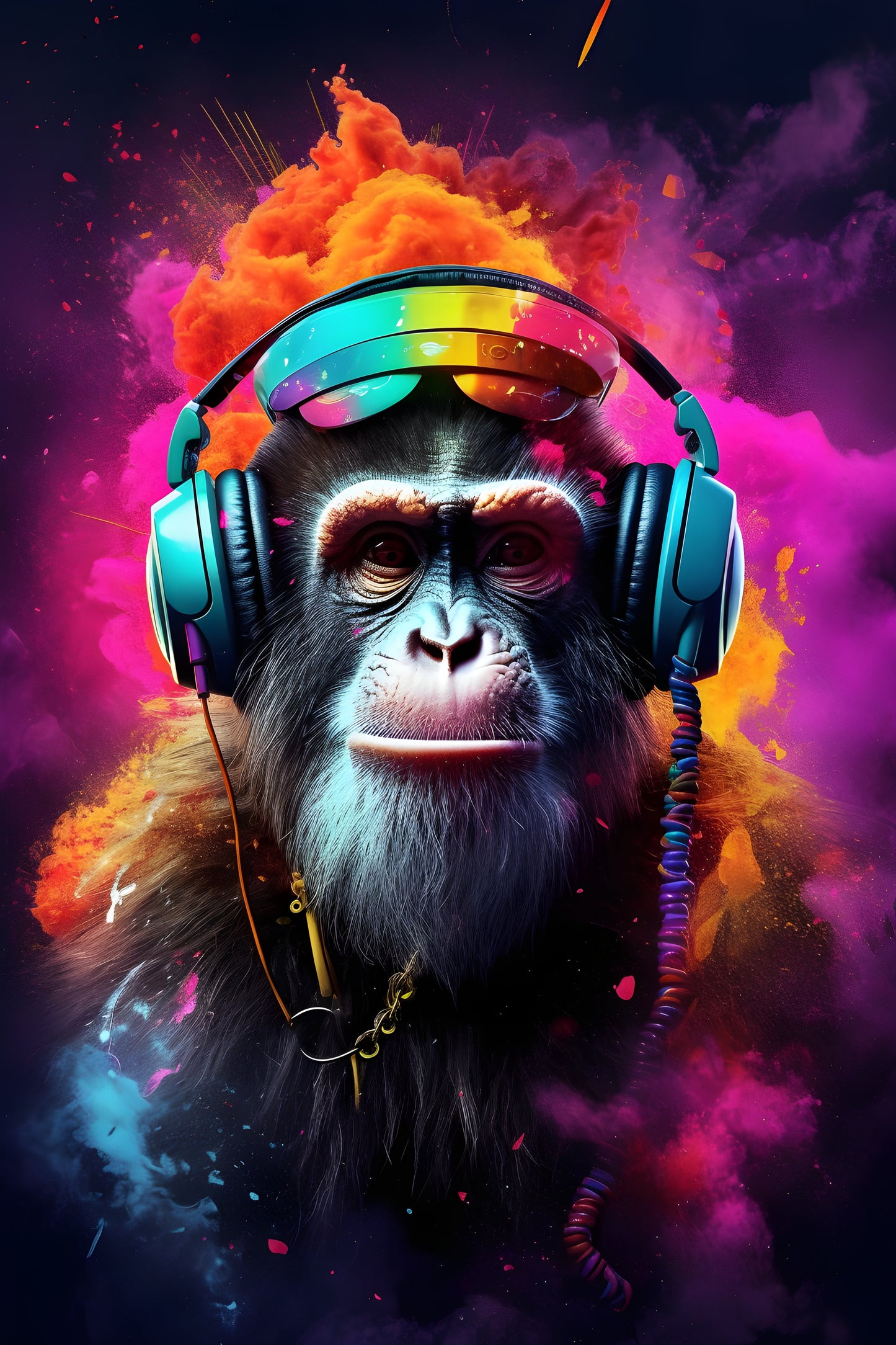 Tablou decorativ DJ-ul Curcubeu - maimuță stilizată