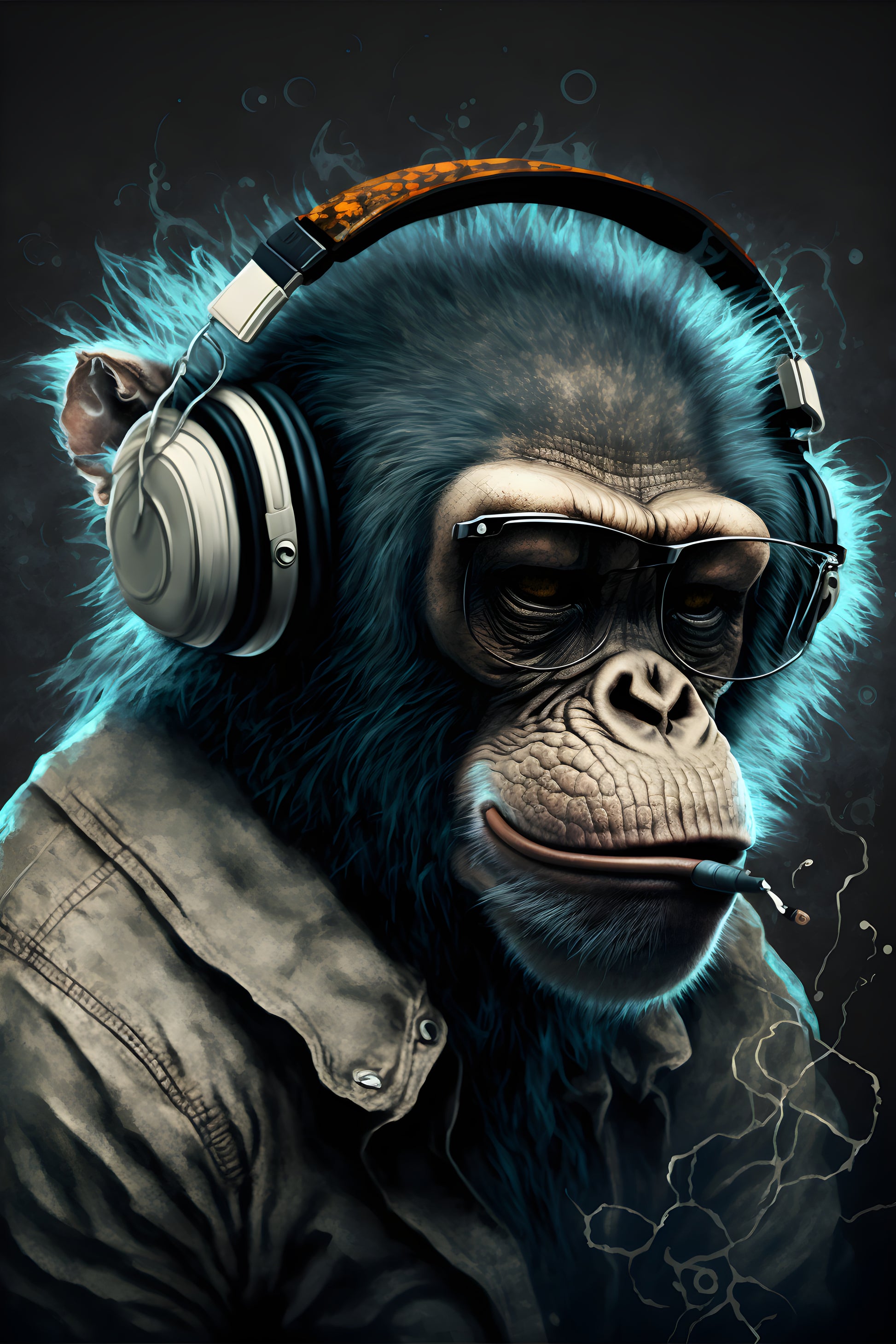 Tablou decorativ DJ-ul Grunge - maimuță stilizată