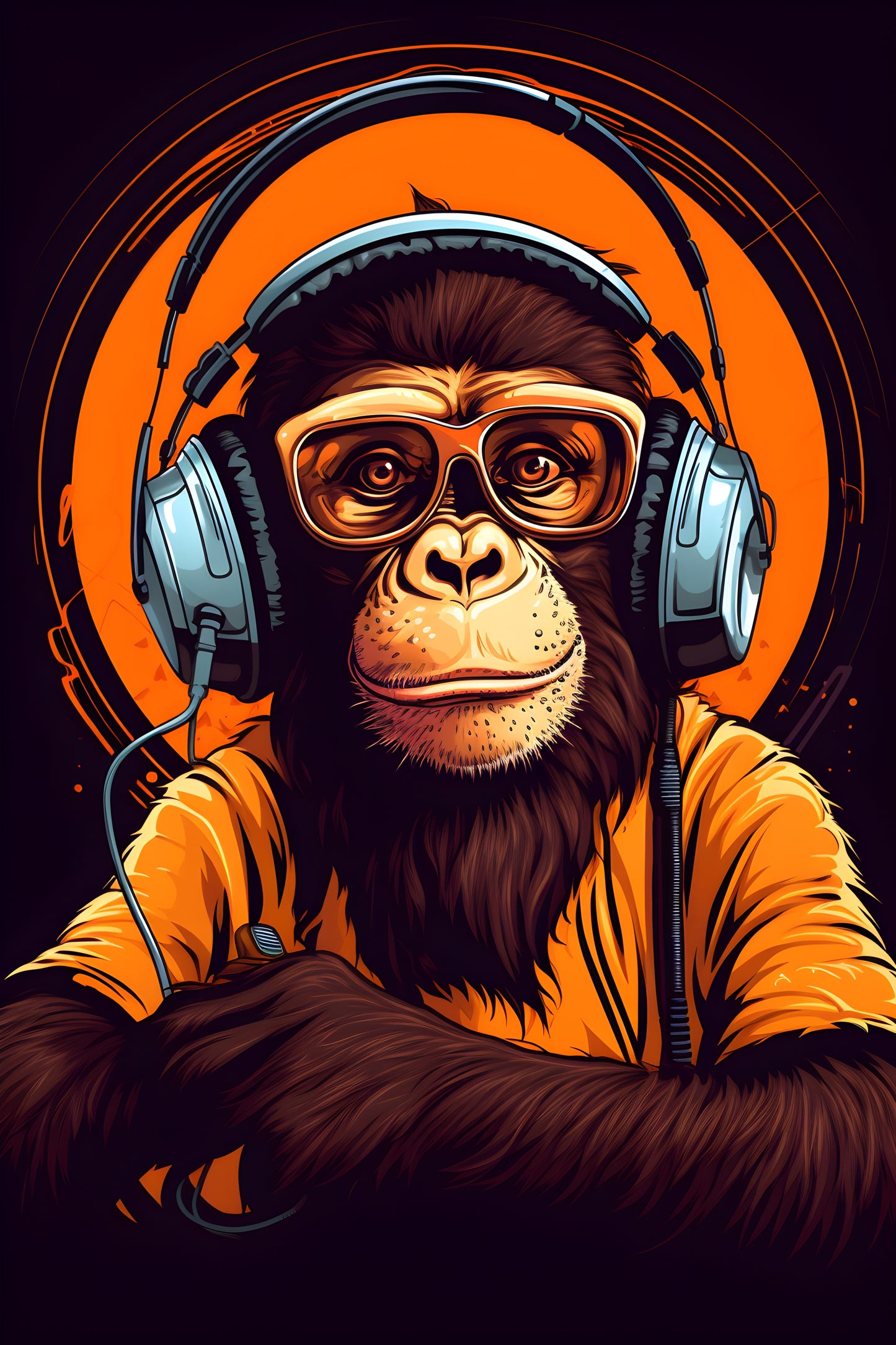 Tablou decorativ Retro DJ - maimuță stilizată