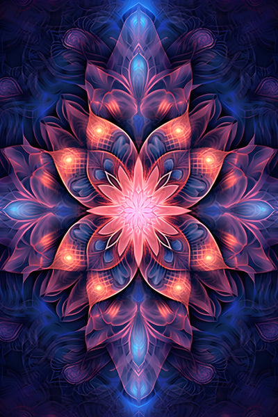 Tablou decorativ - Mandala florală neon