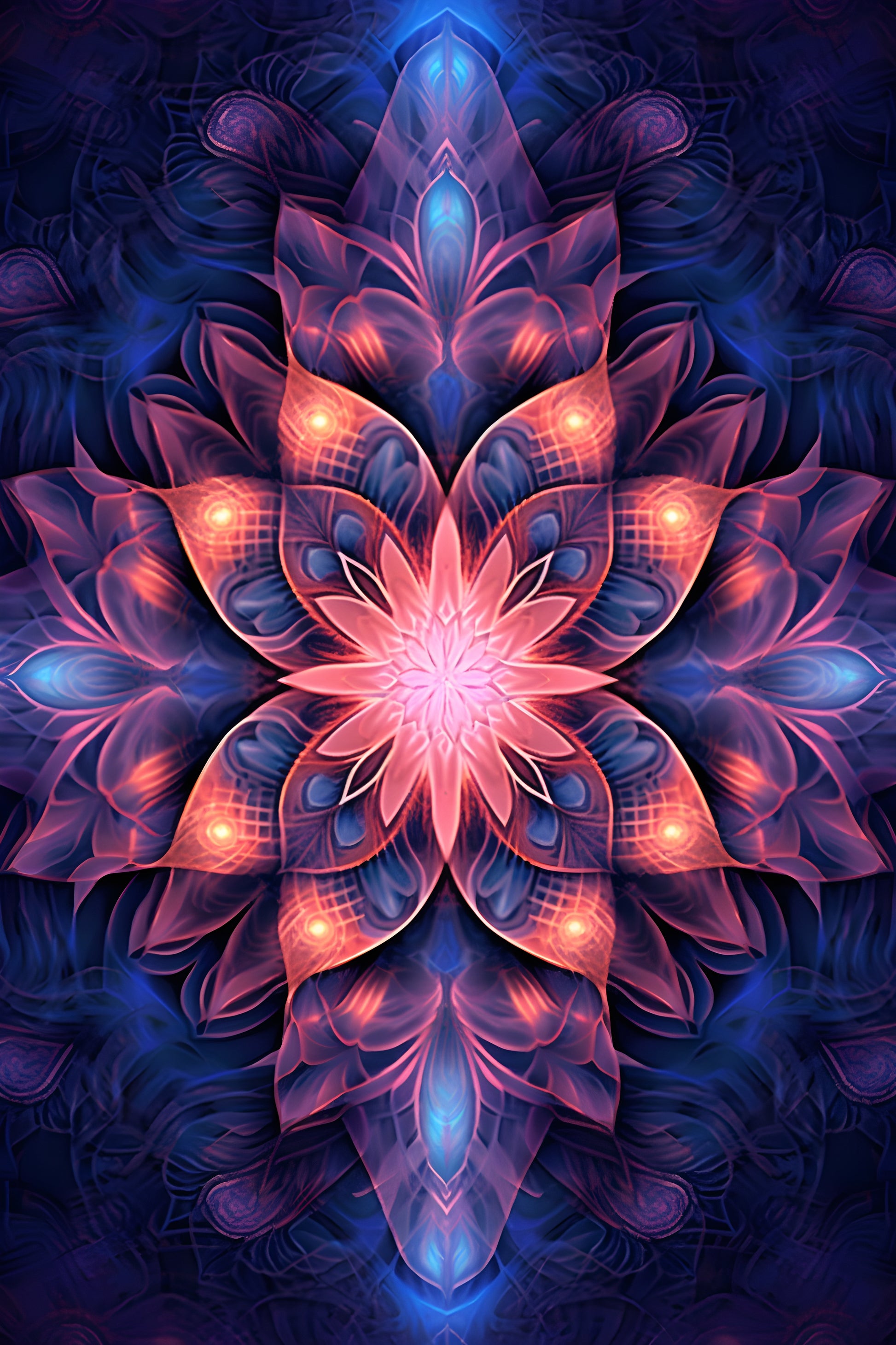 Tablou decorativ - Mandala florală neon