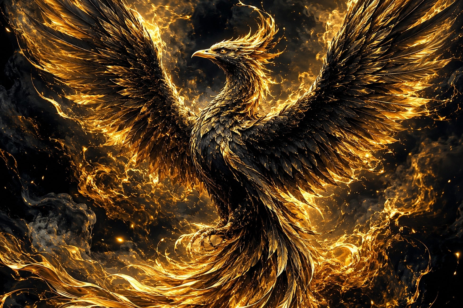 Tablou decorativ Phoenix de Aur