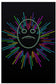 Tablou soare de neon din raze fluorescente multicolore pe fundal intunecat