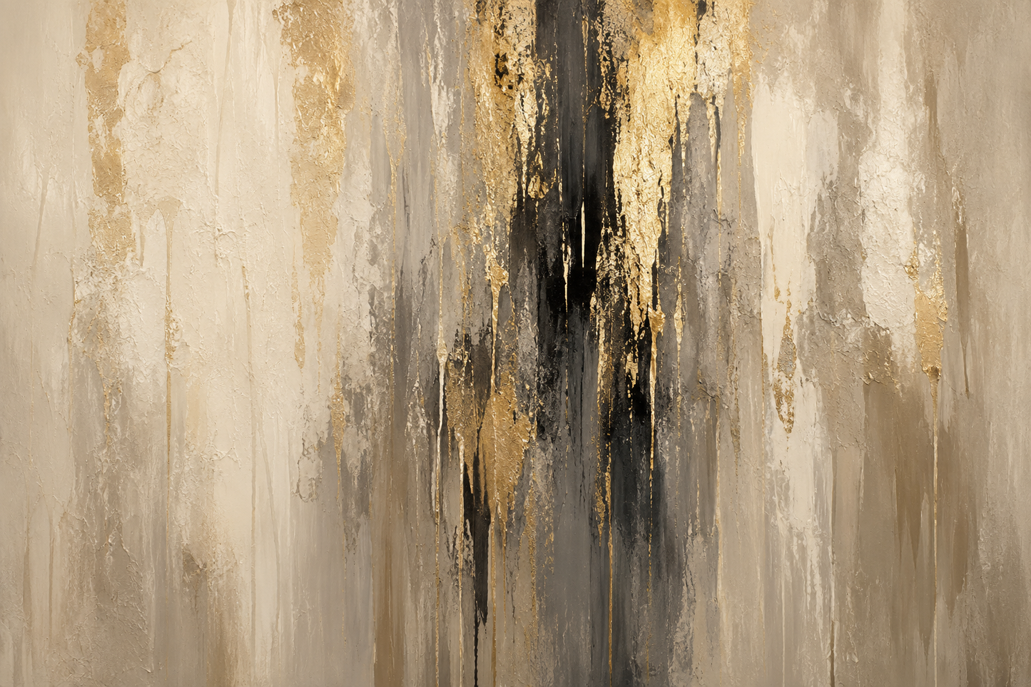 Tablou abstract Cascada de aur - bej, gri si auriu