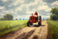 Tablou decorativ tractor vintage pe drum de tara