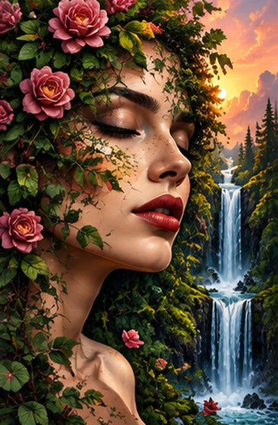 Tablou decorativ - Trandafirii si Cascada