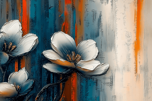 Tablou Canvas - Eleganta Florala cu 3 Floricele Albe