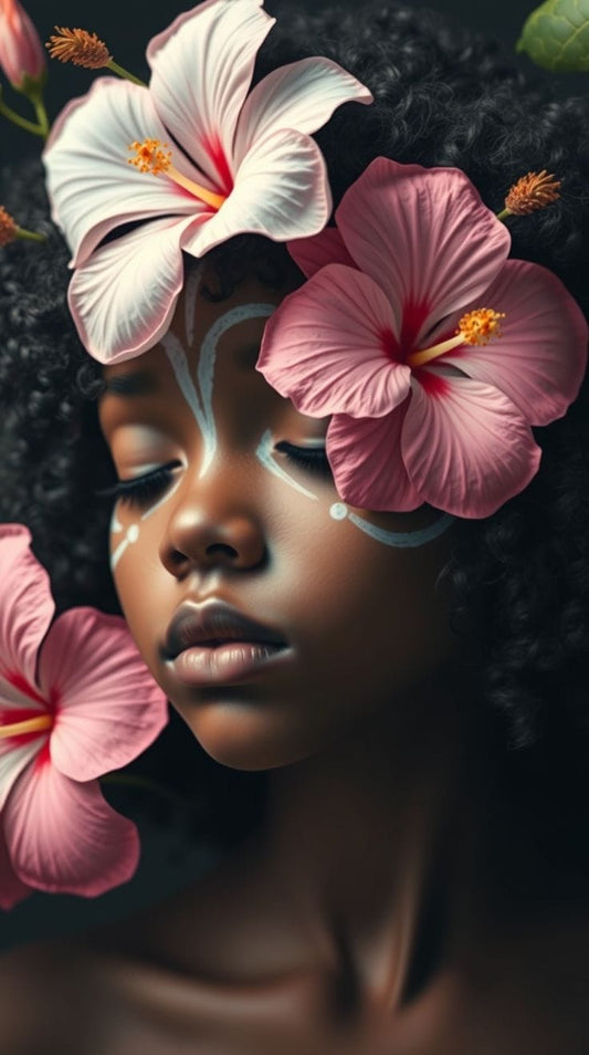 Tablou decorativ Vis de hibiscus - portret cu flori de hibiscus roz