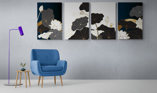 Set 4 Tablouri Canvas - Flori abstracte - Cameradevis.ro Cameradevis.ro