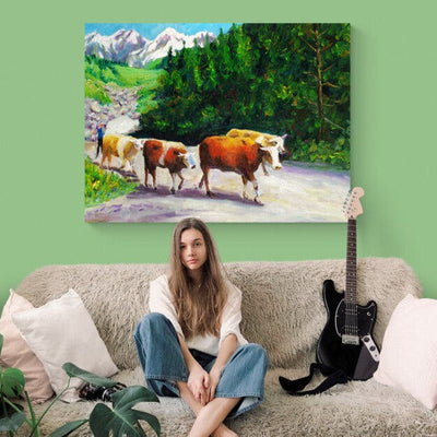 Tablou canvas - Vacute pe deal