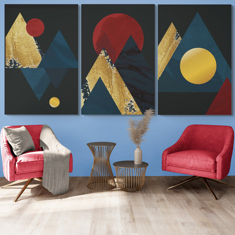 Set 3 Tablouri canvas - Trio abstract geometric