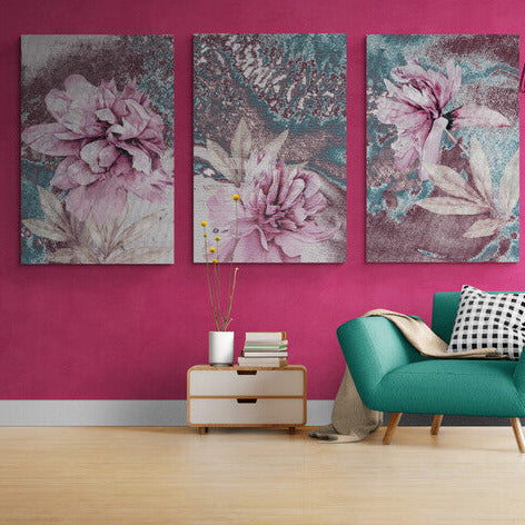 Set 3 Tablouri canvas - Trio roz abstract