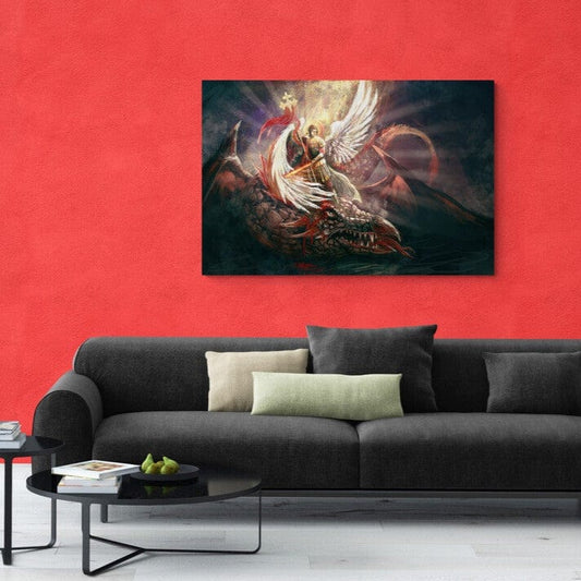 Tablou Canvas - Sfantul Arhanghel Mihail ucigand dragonul - Zibo.ro