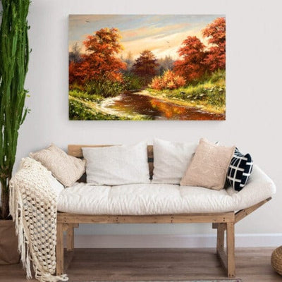 Tablou decorativ - Rau Curgand in Peisaj de Toamna