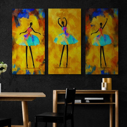 Set 3 Tablouri canvas - Trio balerina abstracta - Cameradevis.ro Cameradevis.ro